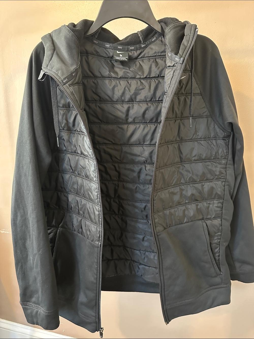 Nike Black Quilted Hooded Performance Jacket Size S